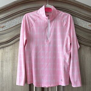 Adidas Women's Light Pink and White Quarter-Zip Jacket